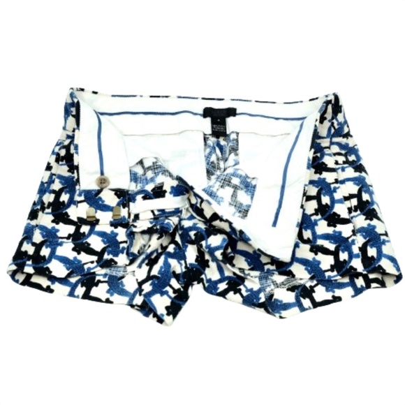 J CREW~LIZARD PRINT BLUE & WHITE WOMEN'S COTTON SHORTS - Picture 3 of 3